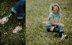 woman on chair on a meadow